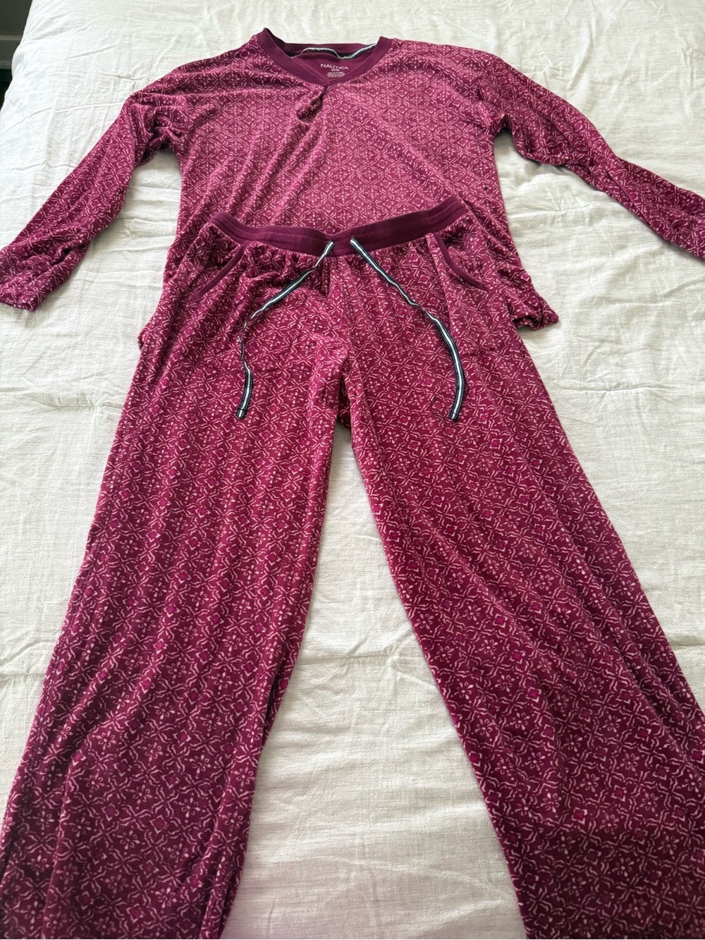 Nautica Women's Berry Pink Patterned Sweater and pants set - Picture 2 of 5
